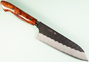 Nigara R2 Kurouchi Tsuchime Santoku 170mm Karin