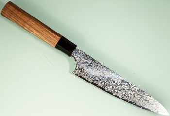 Hatsukokoro Ginga ATS-34 Nickel Damascus Wa-Petty 150mm Teak