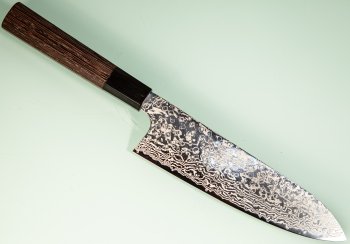 Hatsukokoro Ginga ATS-34 Nickel Damascus Wa-Santoku 185mm Wenge