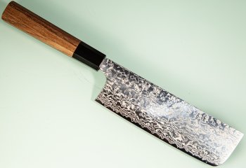 Hatsukokoro Ginga ATS-34 Nickel Damascus Wa-Nakiri 165mm Teak