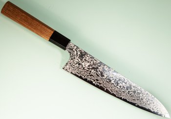 Hatsukokoro Ginga ATS-34 Nickel Damascus Wa-Gyuto 210mm Teak