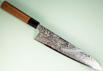 Hatsukokoro Ginga ATS-34 Nickel Damascus Wa-Gyuto 240mm Teak