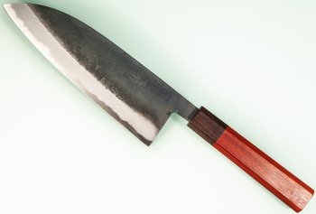 Nishida Shirogami 1 Extended Wa-Santoku 180mm Kurouchi Rengas