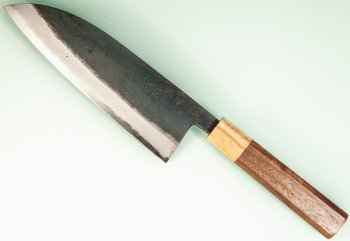 Nishida Shirogami 1 Extended Wa-Santoku 180mm Kurouchi Walnut