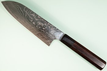 Katayama VG-10 Damascus polished Wa-Santoku 165mm Rosenholz Bffelhorn