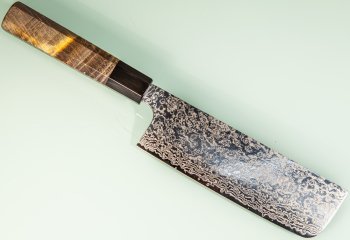 Hatsukokoro Ginga ATS-34 Nickel Damascus Wa-Nakiri 165mm gelb stabilisiert Bffelhorn