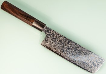 Hatsukokoro Ginga ATS-34 Nickel Damascus Wa-Nakiri 165mm Rosenholz/Bffelhorn