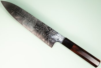 Katayama VG-10 Damascus polished Wa-Gyuto 210mm Rosenholz/Bffelhorn