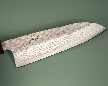 Tsunehisa 440C Dama Washiji Wa-Santoku 170mm Oak