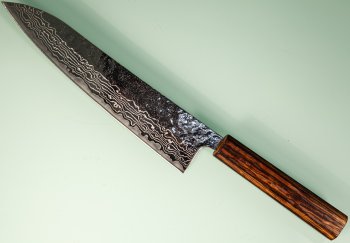 Tsunehisa 440C Dama Washiji Mirror Wa-Gyuto 215mm Oak