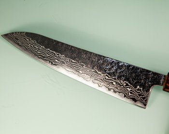 Tsunehisa 440C Dama Washiji Mirror Wa-Gyuto 215mm Oak